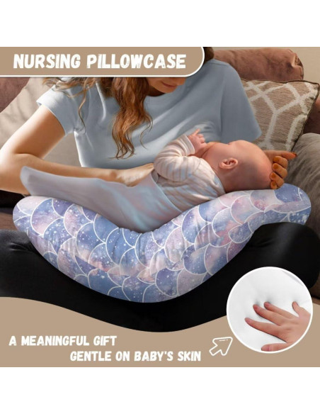 Funda de Almohada de Lactancia TSVAGA Escamas de Sirena Suave