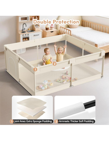 Parque Infantil Mloong 175x200cm Beige - Seguro y Robusto