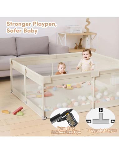 Parque Infantil Mloong 175x200cm Beige - Seguro y Robusto