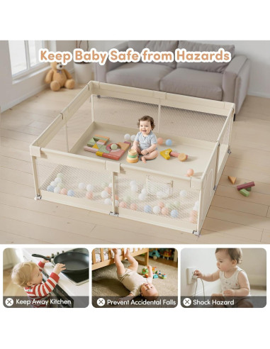 Parque Infantil Mloong 175x200cm Beige - Seguro y Robusto