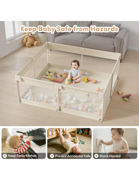 Parque Infantil Mloong 175x200cm Beige - Seguro y Robusto