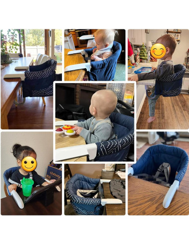 Silla Alta Portátil MTWML para Bebé Clip-On Rayas Negras