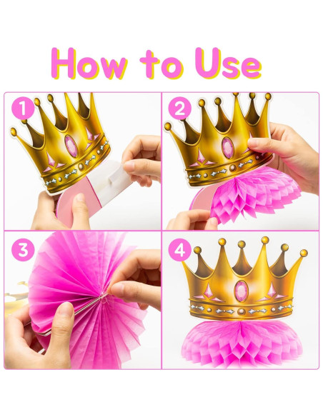 BeYumi 12 Piezas Decoraciones de Mesa Princesa Rosa y Dorado