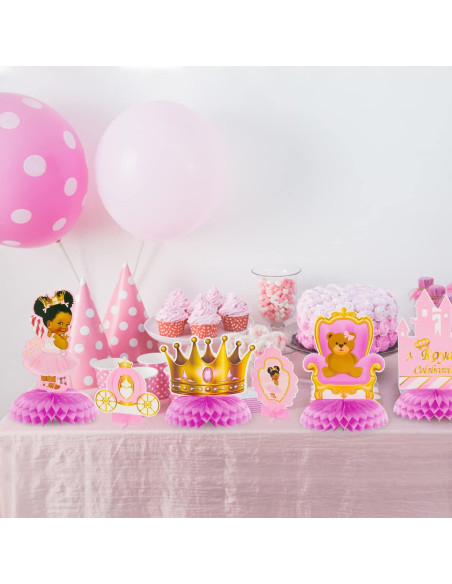 BeYumi 12 Piezas Decoraciones de Mesa Princesa Rosa y Dorado