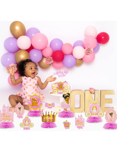 BeYumi 12 Piezas Decoraciones de Mesa Princesa Rosa y Dorado