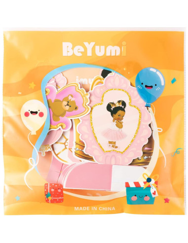 BeYumi 12 Piezas Decoraciones de Mesa Princesa Rosa y Dorado