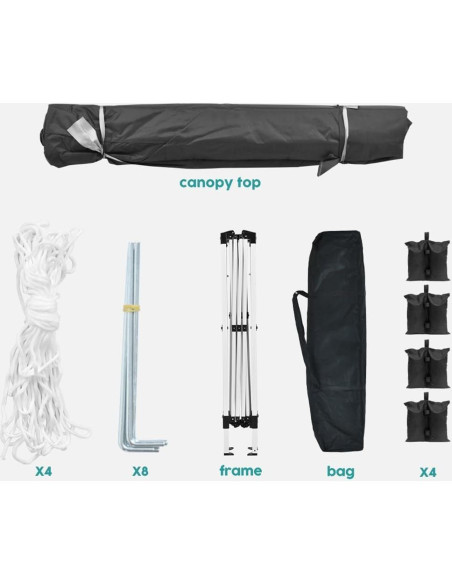 Carpa Plegable YJSPSSW 10x10 con 4 Paredes Removibles - Negro