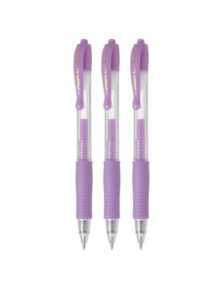 Bolígrafo Retráctil Pilot G2 Tinta Gel 0.7mm Púrpura - 3 Unidades