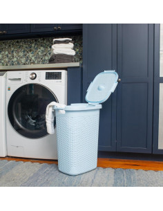 Cesto de Ropa Slim Mind Reader 60L con Tapa Azul Bebé 2