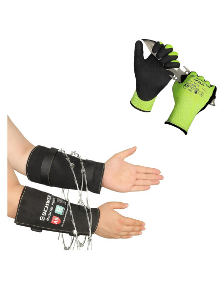 Guantes Resistentes al Corte Schwer Talla L ANSI A6 + Mangas Nivel 5