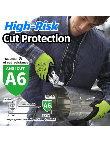 Guantes Resistentes al Corte Schwer Talla L ANSI A6 + Mangas Nivel 5