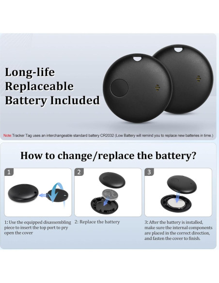 Rastreador Bluetooth Geevon Smart Tag 2P Negro para iOS