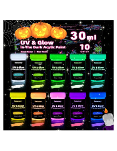 Set de Pintura Acrílica Fantastory que Brilla en la Oscuridad - 10 Colores 30ml