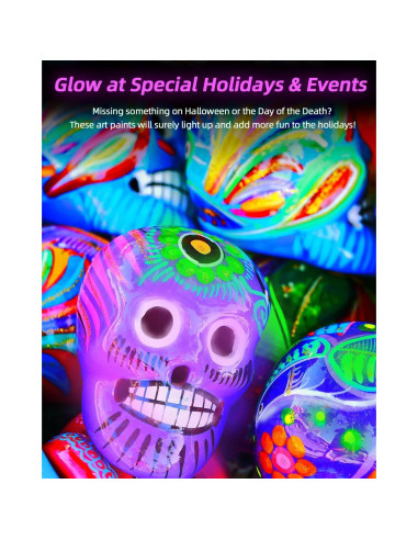 Set de Pintura Acrílica Fantastory que Brilla en la Oscuridad - 10 Colores 30ml