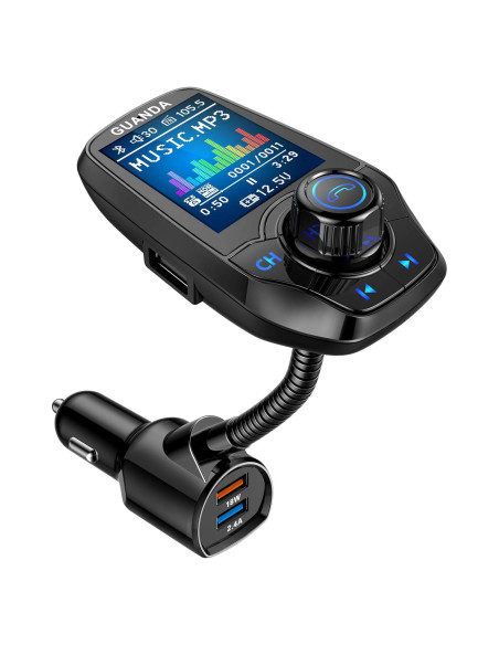 Transmisor FM Bluetooth Guanda RM100 Carga Rápida 18W Negro