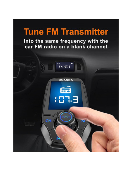 Transmisor FM Bluetooth Guanda RM100 Carga Rápida 18W Negro