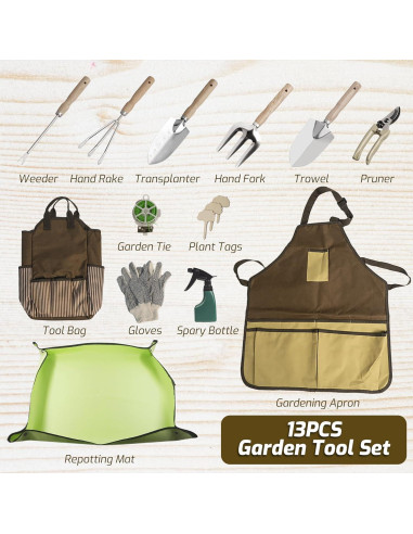 Juego de Herramientas de Jardín 13 Piezas SMOOTHWIND Acero Inoxidable