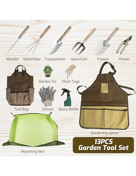 Juego de Herramientas de Jardín 13 Piezas SMOOTHWIND Acero Inoxidable