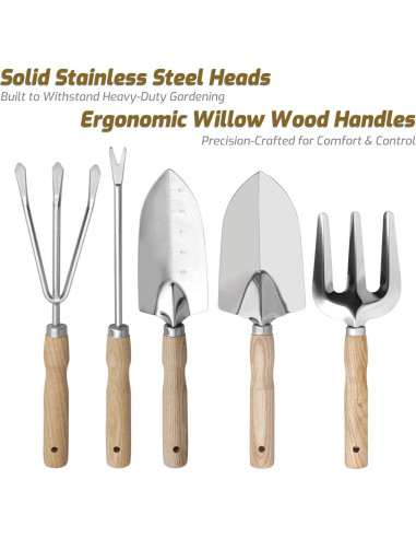Juego de Herramientas de Jardín 13 Piezas SMOOTHWIND Acero Inoxidable