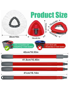 Set de Reemplazo Mopas Giratorias O Cedar - 2 Cabezas Microfibra + Mango Hierro 2