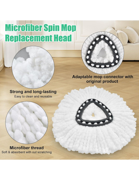 Set de Reemplazo Mopas Giratorias O Cedar - 2 Cabezas Microfibra + Mango Hierro