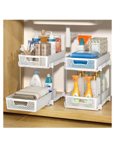 Organizadores de Baño DABIGE 2 Niveles - Paquete de 2 Blancos