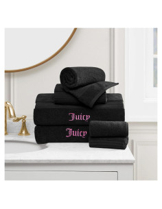 Juego de Toallas de Baño Juicy Couture Alyssa 6 Piezas Algodón Negro