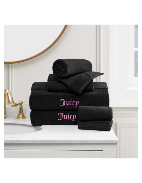 Juego de Toallas de Baño Juicy Couture Alyssa 6 Piezas Algodón Negro