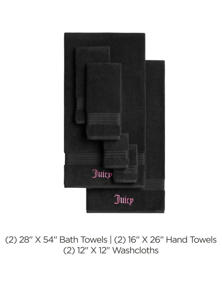 Juego de Toallas de Baño Juicy Couture Alyssa 6 Piezas Algodón Negro