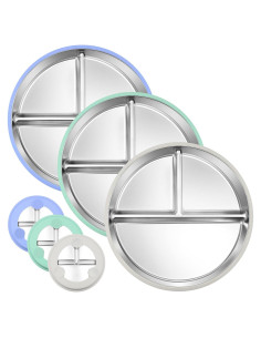Platos de Acero Inoxidable Rycid para Niños - 3 Piezas 9"
