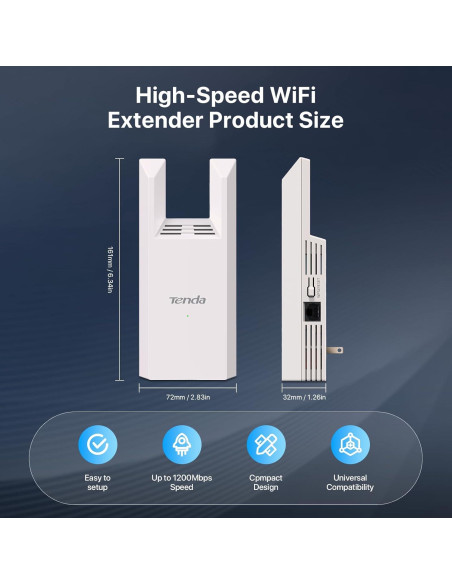 Extensor de Rango WiFi Tenda A18Pro AC1200 Doble Banda 1167Mbps