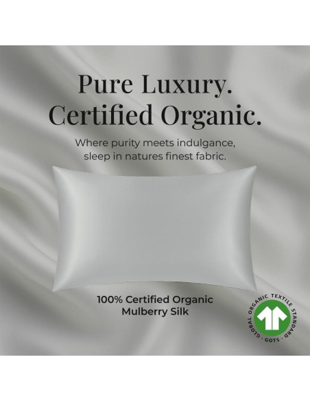 Funda de Almohada de Seda Orgánica 100% Morera Grado 6A 25 Momme