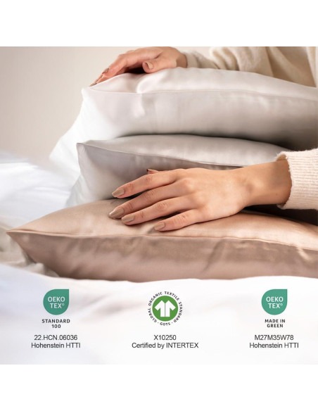 Funda de Almohada de Seda Orgánica 100% Morera Grado 6A 25 Momme