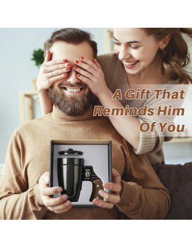 Taza de café cerámica VIREESR revólver 16 oz negra