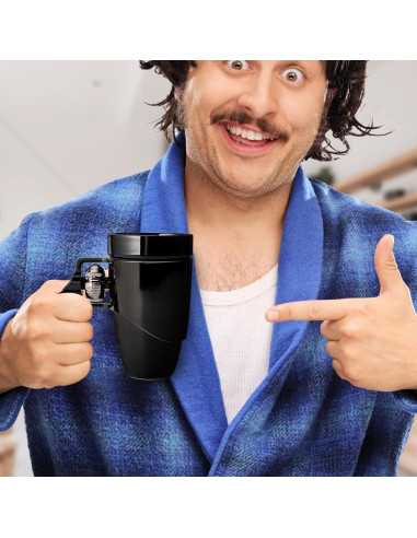 Taza de café cerámica VIREESR revólver 16 oz negra