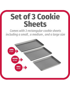 Juego de bandejas para hornear GoodCook 3 piezas antiadherente 2