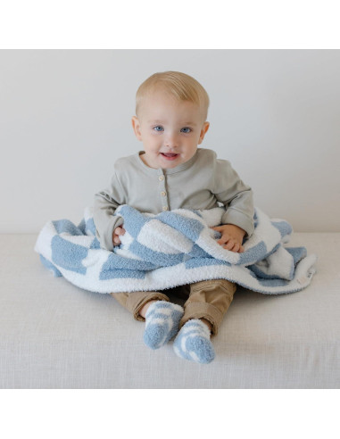 Manta de Bebé Orelle a Cuadros Azules 76x102 cm Suave