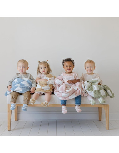 Manta de Bebé Orelle a Cuadros Azules 76x102 cm Suave