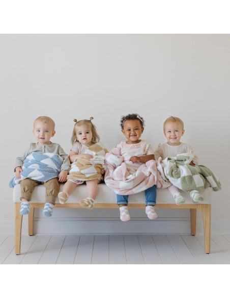 Manta de Bebé Orelle a Cuadros Azules 76x102 cm Suave