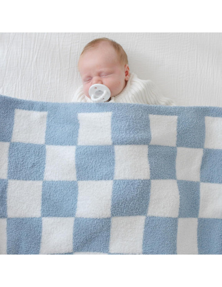 Manta de Bebé Orelle a Cuadros Azules 76x102 cm Suave