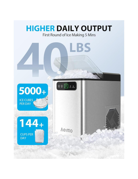 Máquina de Hielo Nugget Aeitto 18.14 kg/día Plata