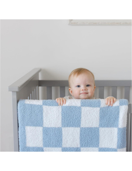 Manta de Bebé Orelle a Cuadros Azules 76x102 cm Suave