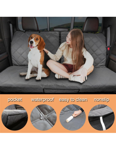 Funda de Asiento para Perros HAPYFOST Impermeable Gris