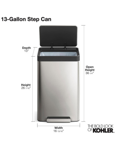 Cubo de Basura KOHLER 13 Galones Acero Inoxidable Negro y Cobre