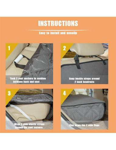 Funda de Asiento para Perros HAPYFOST Impermeable Gris