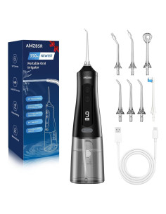 Irrigador Oral Eléctrico AMZBSR Negro 350ml 9 Modos IPX7