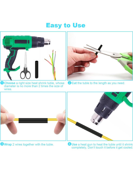 Kit de Tubos Termocontraíbles 900 Piezas DHOOZ - Negro 12 Tamaños