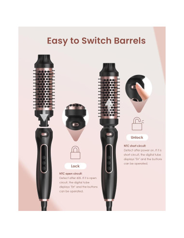 Cepillo Térmico 3 en 1 UMIGA Rosa - 3 Barriles Intercambiables