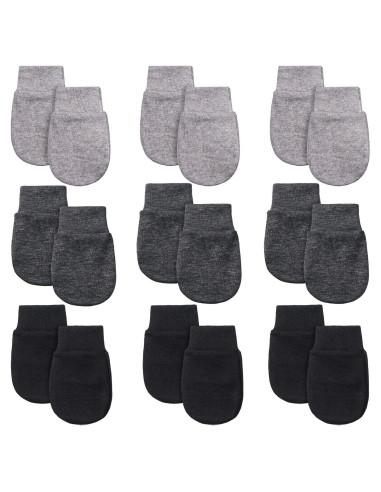 9 Pares Mitones de Algodón para Bebés 0-6 Meses Sin Rasguños