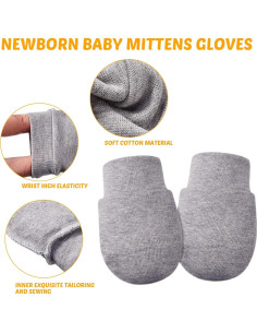 9 Pares Mitones de Algodón para Bebés 0-6 Meses Sin Rasguños 2